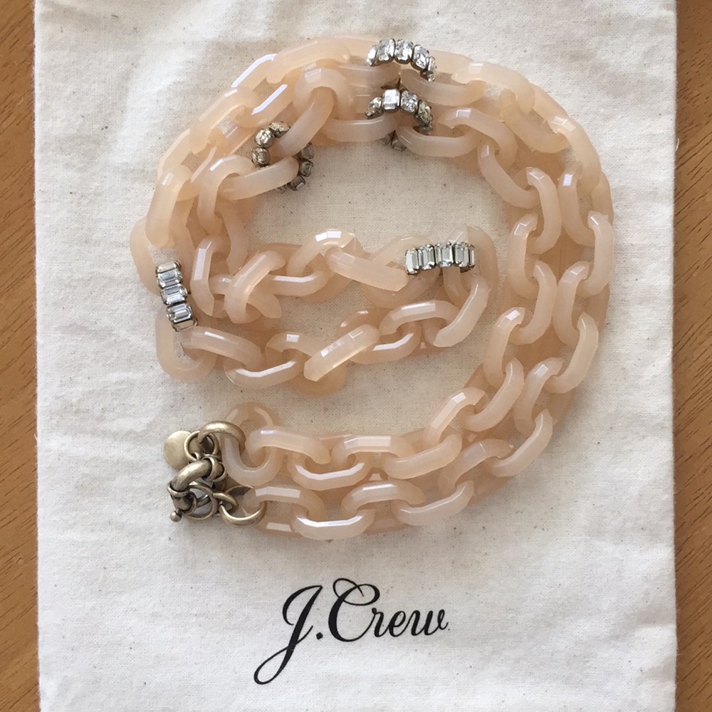 SOLD: J Crew Blush Pink Chain Rhinestone Necklace